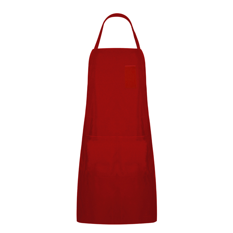 Rubrum polyester Bib APRON cum tribus Pockets